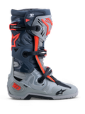 Alpinestars Tech-10 Enduro støvler, off-road motorcykelstøvler i grå og rød fluo med TPU-beskyttelse og DCHP.