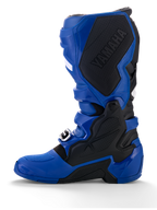 Alpinestars Yamaha Tech 7-støvler, motocross-støvler, blå og sort, med et stort sort Yamaha-logo på det indvendige panel, TPU-beskyttelse og en robust sål til off-road ydeevne