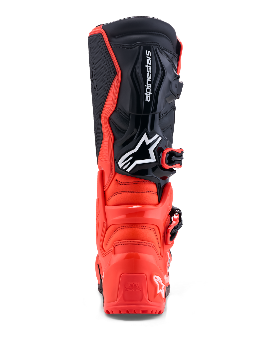 Alpinestars Tech 7 Enduro støvler, off-road motorcykelstøvler, herre, rød og sort, TPU-beskyttelse og CE-certificeret, set bagfra