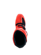 Alpinestars Tech 7 Enduro støvler til enduro og motocross, rød og sort, set oppefra med detaljer af TPU-beskyttelse og indvendig foring.