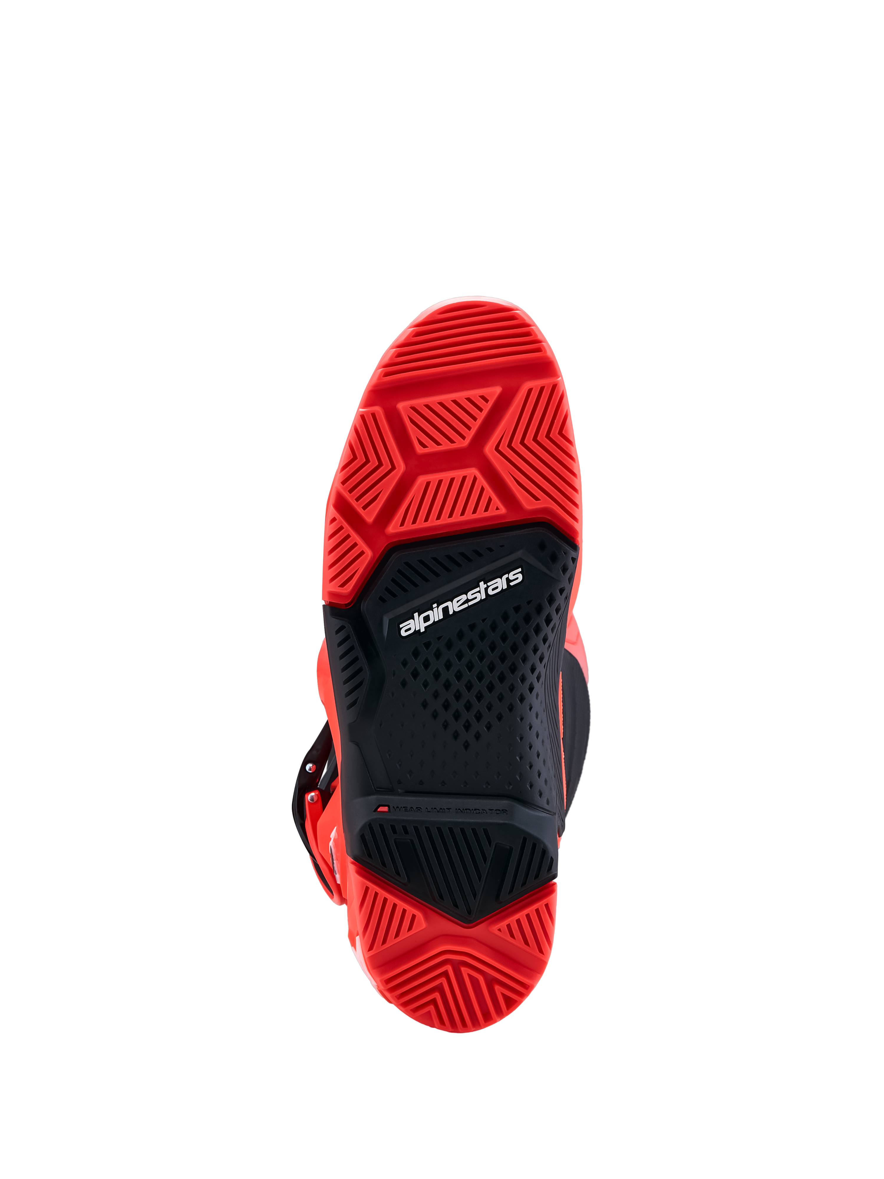 Alpinestars Tech 7 Enduro støvler, motorcykelstøvler til terrænkørsel, rød og sort dobbelt sammensat sål med højt greb.