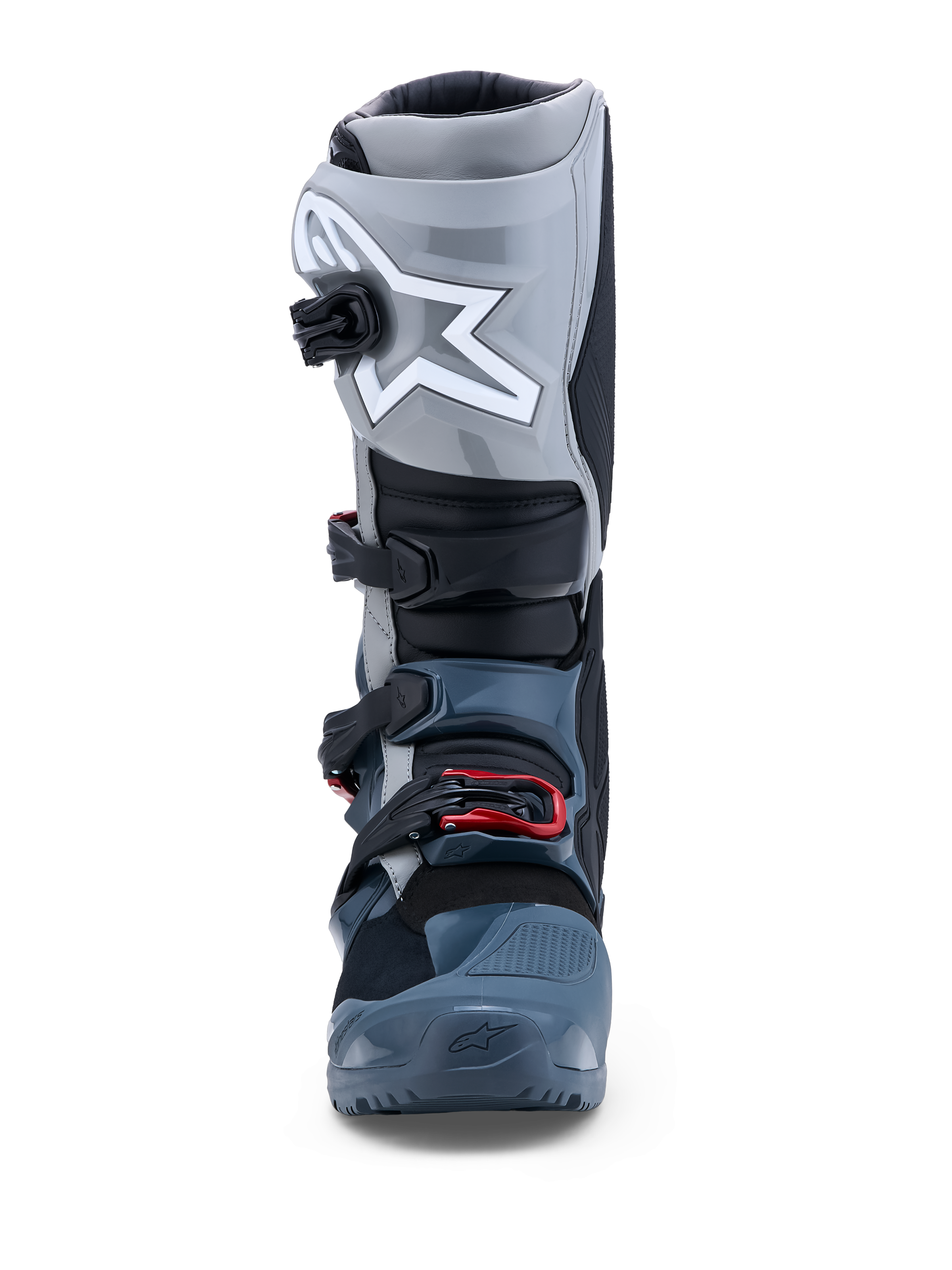 Alpinestars Tech 7 Enduro Drystar Boots, waterproof Men's motorcycle boots in dark gray and red, CE certified.