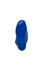 Alpinestars Yamaha Youth Tech 7S støvler, blå, sålvisning med tekstureret grebsmønster og hvidt stjernelogo, holdbar gummikonstruktion til terrænkørsel