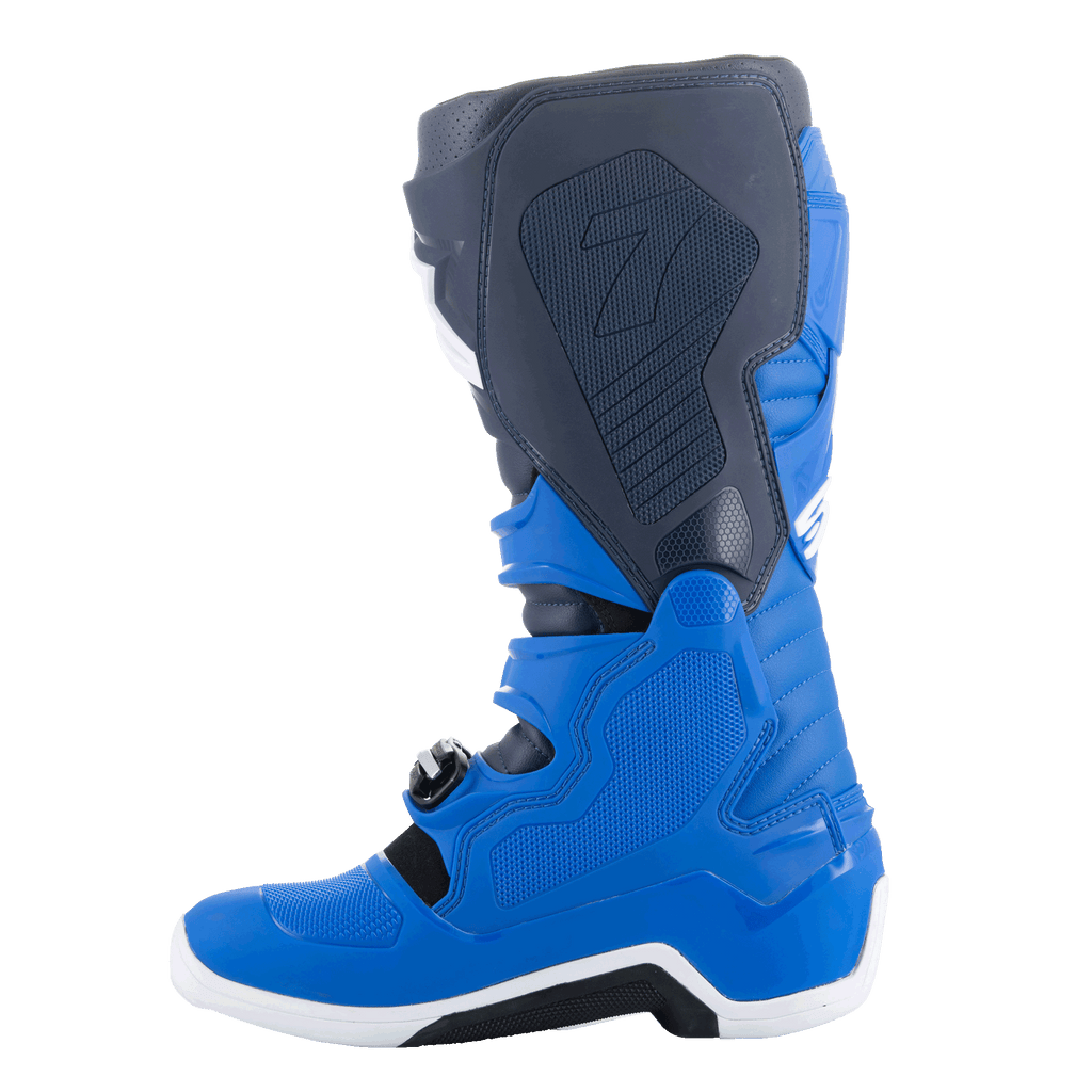 Alpinestars Tech 7 støvler, motocrossstøvler, Alpine Blue, Night Navy og Bright Red, indvendig sidevisning med beskyttende TPU-paneler og forstærket konstruktion til off-road racing