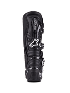 Alpinestars Tech 7 støvler, motocross-støvler, sort, set bagfra med TPU-beskyttelse, spændesystem og karakteristisk branding