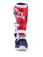 Alpinestars Tech 7 Unity Limited Edition motocrossstøvler, rød, hvid og blå, med beskyttende TPU-konstruktion.