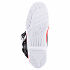 Alpinestars Tech 3 Boots, White Bright Red Dark Blue, close-up of the white high-grip rubber outsole with textured tread and debossed logo, designed for motocross and off-road performance.