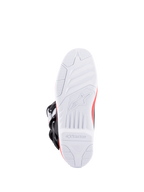 Alpinestars Tech 3 motorcrossstøvler set fra undersiden med hvid højgribende sål, røde detaljer og sorte spænder