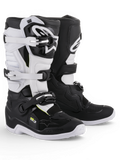 Alpinestars Stella Tech 3 Boots, women’s motocross boots in black and white with protective TPU panels and adjustable buckle closures