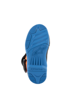 Alpinestars Kids Tech 3S Boots, Motocross Boots, Enamel Blue Sole View, high-grip rubber outsole with textured grip patterns, featuring embossed Alpinestars star logo and wordmark, durable off-road footwear design