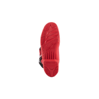 Alpinestars Tech 5 Boots, Motocross Boots, bottom view showing the Bright Red sole, textured dual compound tread pattern with embossed Alpinestars logo and branding, designed for off-road performance