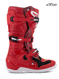 Alpinestars Youth Tech 7S Boots, youth motocross off-road boots, red and white, CE certified with buckle closure system and pivot design, side profile view