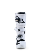 Alpinestars Tech 7S Støvler Ungdom, hvide og sorte motocrossstøvler til terrænkørsel, med TPU-skinneplade og sikkert spændelukningssystem, CE-godkendt.