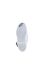 Alpinestars Tech 7S støvler ungdom, hvid motocrossstøvle set nedefra, sammensat sål med tekstureret greb og sort stjernelogo