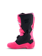Alpinestars Tech 7S motocross-støvler til ungdom, pink fluo og sort, med TPU-beskyttelse og pivotsystem til off-road kørsel