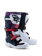 Alpinestars Tech 7S Støvler Ungdom, motocrossstøvler i mørkeblå, hvid og sort, med CE-certificeret TPU-beskyttelse til juniorer.