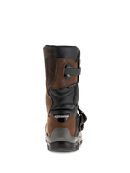 Alpinestars Belize Drystar® støvler, set bagfra, Oiled Brown og sort, vandtætte adventure touring motorcykelstøvler med kort læg-design, præget 'BELIZE'-logo og robust hælbeskytter.