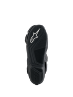Alpinestars Honda SMX-6 V3 Boots, sole view, black rubber outsole with white Alpinestars logo, textured grip design for precision on motorcycle controls