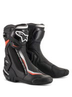 Alpinestars SMX Plus V2 motorcykelracingstøvler i sort og fluorescerende rød med avanceret TPU-beskyttelse.