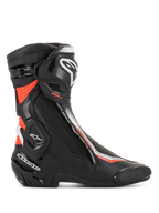 Alpinestars SMX Plus V2 herre motorcykelracingstøvler, sort, hvid og rød fluo, med Multi-Link Control ankelbeskyttelse.