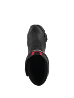 Alpinestars SMX-6 V3 støvler, højtydende kørestøvler, sort med røde detaljer, set oppefra, der viser den indvendige åbning og mikrofiberoverdel, strømlinet ergonomisk design til motorcykelløb
