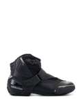 Alpinestars SMX-1 R V2 Vented Boots, low-cut black motorcycle shoes, side profile featuring perforated microfiber panels, TPU heel protection and toe slider, Velcro strap closure, sport road riding footwear