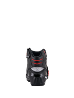 Alpinestars SMX-1 R V2 Vented støvler, lavskaftede motorcykelstøvler, sort og rød, set bagfra, viser TPU-hælkappen og de røde mesh-flexzoner, præstationsfodtøj til vej- og sportskørsel
