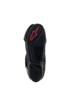 Alpinestars SMX-1 R V2 Vented støvler, motorcykel-køresko, sort og rød, underside af gummisålen med tekstureret grebsmønster og et rødt Astars-logo