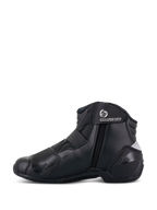 Alpinestars Stella SMX-1 R V2 damestøvler, sort, lavskåret præstationsstøvle til motorcykelkørsel, sideprofil der viser lynlåslukning, ankelrem med logo og mikrofiberkonstruktion med TPU-hælkappe