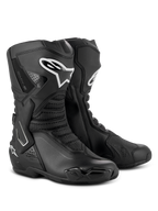 Alpinestars SMX-6 V3 Drystar® støvler, performance motorcykelstøvler, sort, med TPU-skinnebensbeskyttere med hvidt Alpinestars-logo, udskiftelige tå-sliders og avanceret mikrofiberkonstruktion, sports- og gadekørselsudstyr