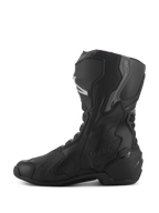 Alpinestars Stella SMX-6 V3 Drystar® støvler, vandtætte motorcykelstøvler til damer, sort og sølv, sideprofil med TPU-skinnebens- og ankelbeskyttelse, præget Drystar-logo, slidstærk mikrofiberkonstruktion til sports- og landevejskørsel