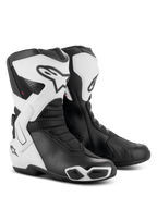 Alpinestars Stella SMX-6 V3 Drystar® støvler, performance-kørestøvler til damer, hvid og sort, med beskyttende TPU-skinnebensplader, laterale ankelstøtter og integrerede slidere, sportsligt design med markant Alpinestars-logo og mesh-detaljer
