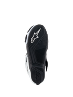 Alpinestars Stella SMX-6 V3 Drystar® støvler, motorcykelstøvler til damer, hvid og sort, sålvisning med sort gummiydersål, tekstureret grebsmønster, integreret hvidt Alpinestars stjernelogo og branding på hælen