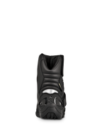 Alpinestars New Land GORE-TEX støvler, road-touring motorcykelstøvler, sort, set bagfra med polstrede harmonikaflekszoner, reflekterende hælindsats og holdbar gummiydersål.
