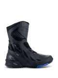 Alpinestars RT-8 GORE-TEX støvler, motorcykel touringstøvler, sort med blå detaljer på sålen, teknisk høj model med overdel i mikrofiber og tekstil, trekantede perforeringer, GORE-TEX-branding og robust sål