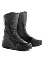 Alpinestars Air Plus V2 GORE-TEX støvler, motorcykel touringstøvler, sort, med en kombination af ventileret mesh- og læderkonstruktion, perforerede accordion-paneler for fleksibilitet, præget stjernelogo på skinnebenet og en slidstærk gummisål designet til kørsel i alt slags vejr