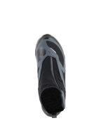 Alpinestars CR-8 GORE-TEX Shoes, Black and Dark Gray, top-down view showing the angled waterproof zipper and technical textile upper, designed for adventure touring.