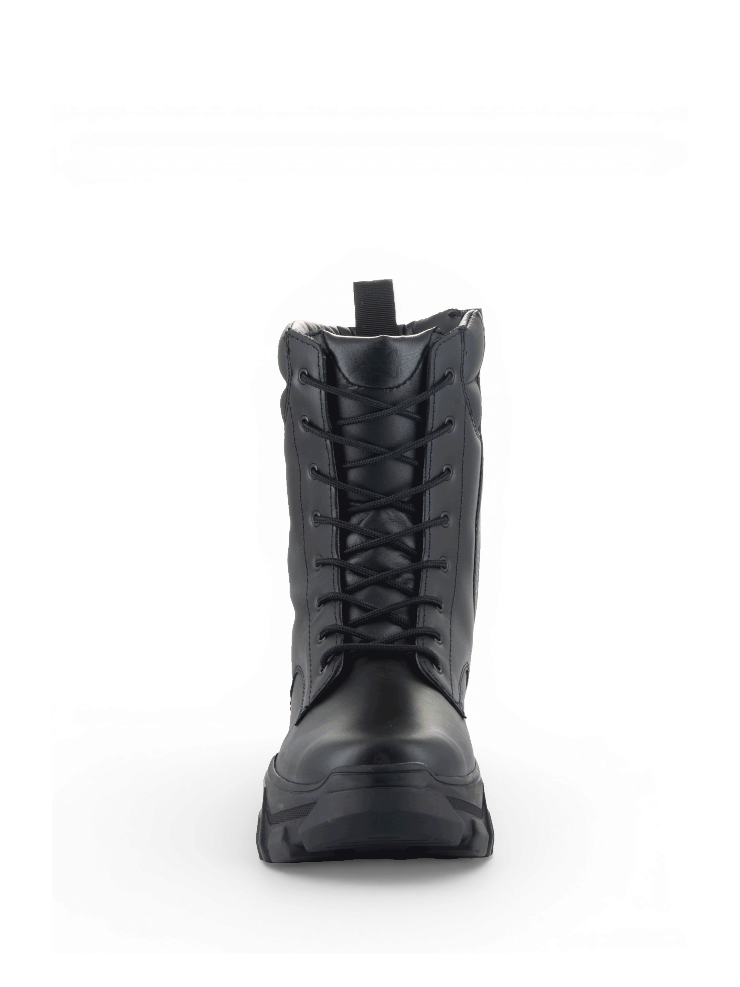 Alpinestars Ava Women's Boots, black leather urban motorcycle boots with front laces and a chunky elevated sole.
