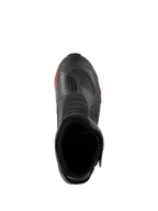 Alpinestars RT-7 Drystar® støvler, motorcykel touringstøvler, sort og rød, set oppefra, der viser støvleåbningen, det indvendige og den teksturerede skiftepude på tåen