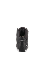 Alpinestars Stella Faster-3 Rideknit® sko til kvinder, sort med lyserøde detaljer, set bagfra med hælbeskyttelse og refleksstribe, high-top motorcykelsko i åndbart strikmateriale