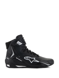 Alpinestars Stella Faster-4 sko, motorcykelsko til damer, sort og hvid, høj model med Astars-logo og ankelrem, sideprofil