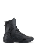 Alpinestars Superfaster sko, motorcykel køresko, sort, sideprofil af teknisk high-top fodtøj med integreret beskyttelse, speed lace-system og velcro-ankelrem