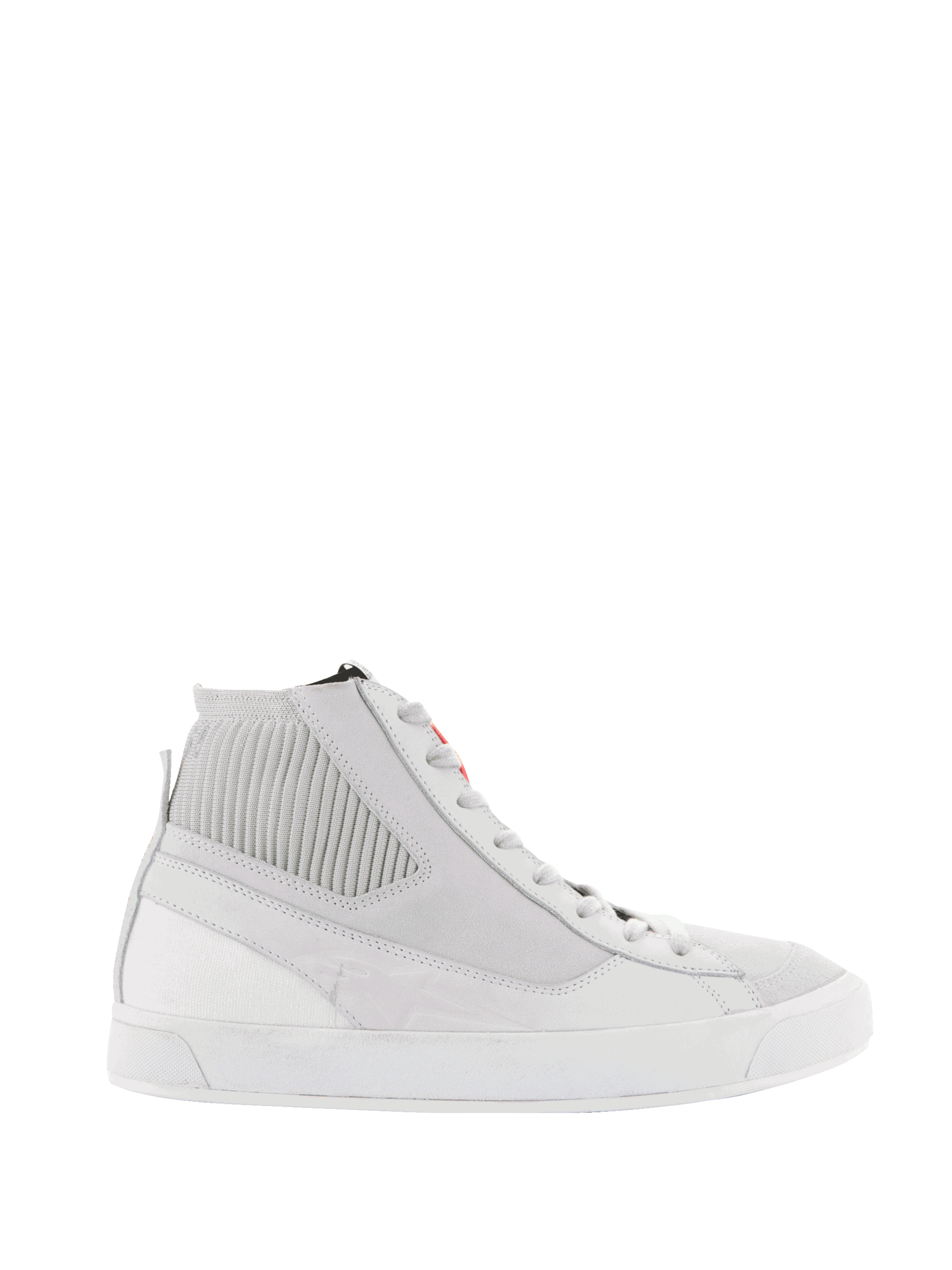 Alpinestars Stated sko, urbane motorcykelsko til herre, hvid og grå, overdel i nubuck, vulkaniseret sål.