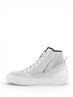 Alpinestars Stella Stated Podium sko, hvid og grå urban motorcykelsneaker til damer med sidelynlås og vulkaniseret sål.