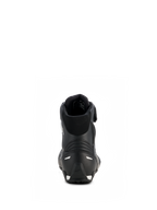 Alpinestars Stella Faster-4 Drystar® sko til damer, sort og sølv, set bagfra med forstærket hæl og sølvdetaljer, polstret krave, vandtæt mikrofiberdesign