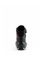 Alpinestars Stella Faster-4 Drystar® sko til kvinder, sort, grå og koral fluo, set bagfra med hælstøtte og reflekterende detaljer, vandtætte motorcykelsko med et sportsinspireret design til damer