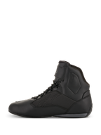Alpinestars Faster-3 Drystar® køresko, motorcykel køresko, Sort Cool Grå, sideprofil, high-top design med snørebånd, vandtæt mikrofiberkonstruktion, teknisk udstyr til vejkørsel