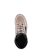 Alpinestars J-6 Waterproof sko, urban motorcykelsko, Black Flint White, set oppefra med overdel i ruskindslæder, hvide snørebånd og sort polstret krave, afslappet sneaker-inspireret design til motorcykelpendling