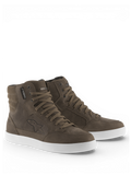 Alpinestars J-6 Vandtæt køresko, brune motorcykelsko i læder til mænd med hvid sål, urban stil.