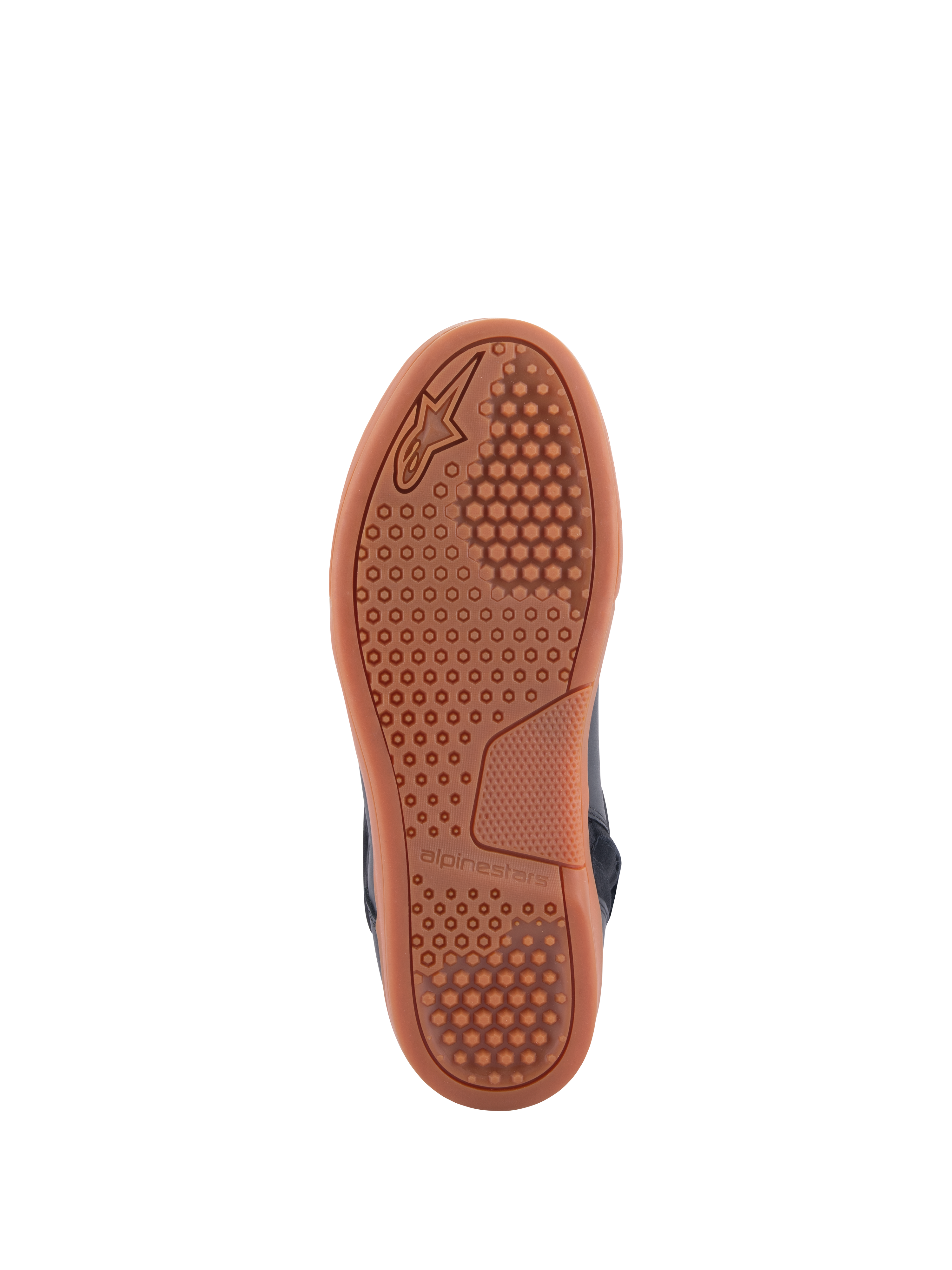 Alpinestars Chrome Drystar® sko, sålvisning, gummifarvet ydersål af gummi med sekskantet grebsmønster, urban casual motorcykelfodtøj, Black Black Gum farvevariant